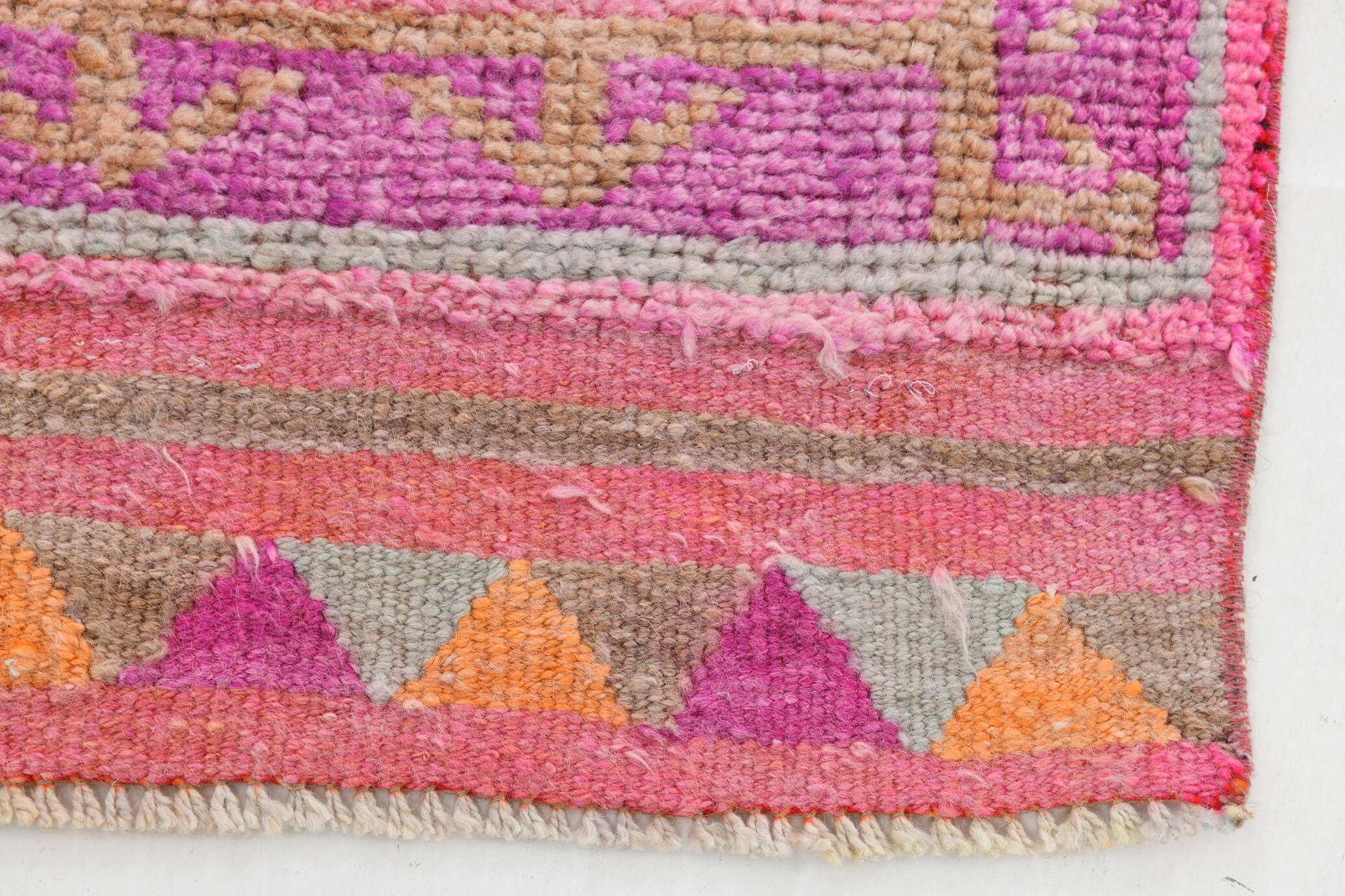 3x12 Fuchisa Pink Turkish Runner,Handmade Wool Vintage Runner Rug,90x359 Cm