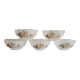 Set of 5 ramekins opaline Arcopal France roses 60s vintage