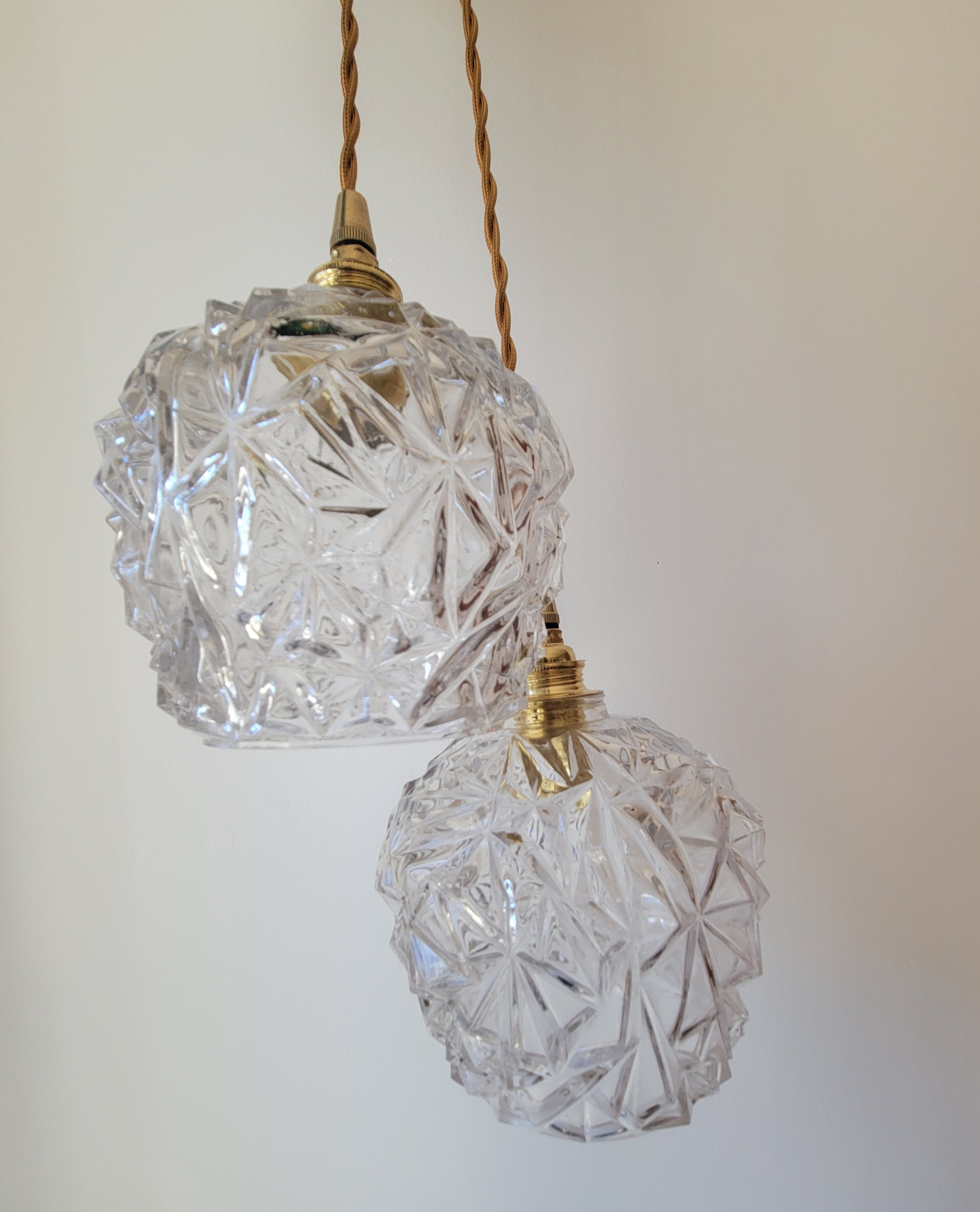 Duo de suspensions en verre moulé