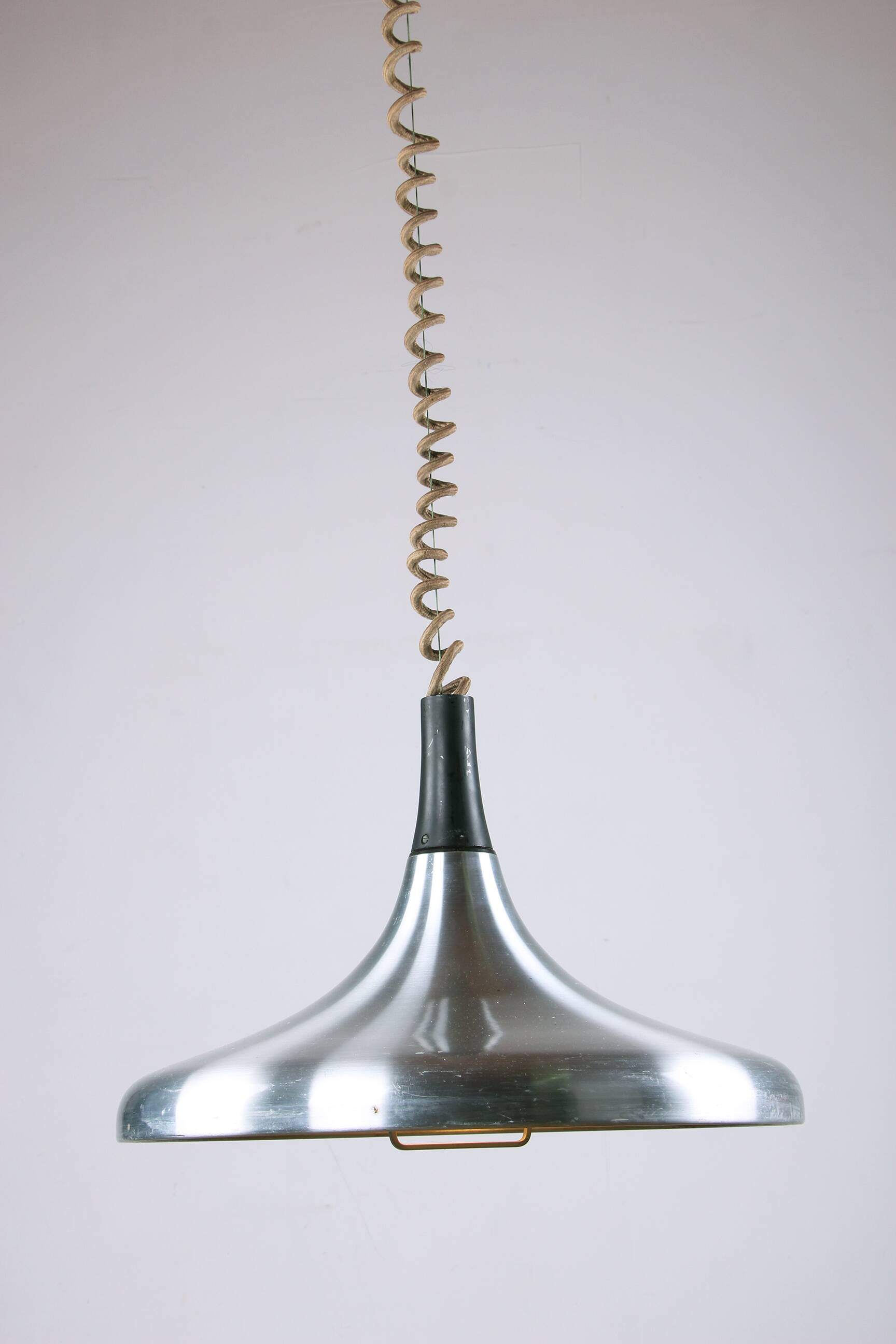 Large German pendant light in chrome metal, Tulip model by Erco 1960.