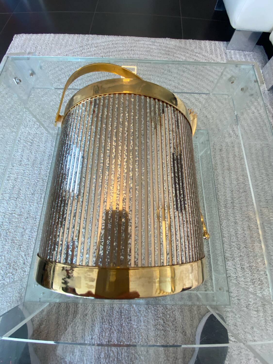Vintage Hollywood Regency Gold Ice Bucket