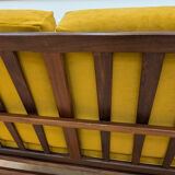 Canapé scandinave retapissé vintage teck