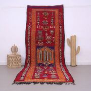 Red Vintage Moroccan Runner Rug 137 x 363 cm - Berber Wool Rug Hallway