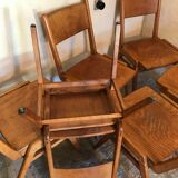 Set of 6 stackable chairs wood feet compass Germany 1960's