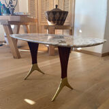 Vintage coffee table with marble top by Guglielmo Ulrich, year 1950