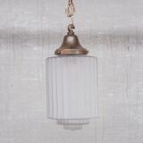 French brass and glass antique pendant light