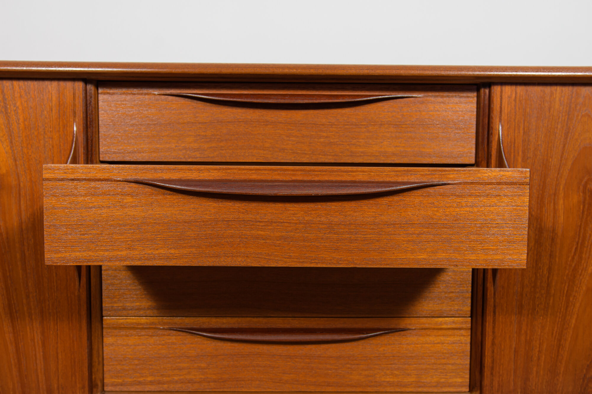 Mid-Century Large Teak Tambour Door Sideboard, Denmark, 1960s