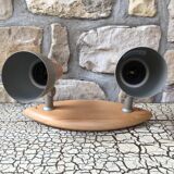 Vintage double wood and brushed metal applique