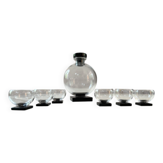 Art Deco liqueur service with a decanter and 6 glasses, in the style of Willem Jacob Rozendaal, Netherlands 1930s.