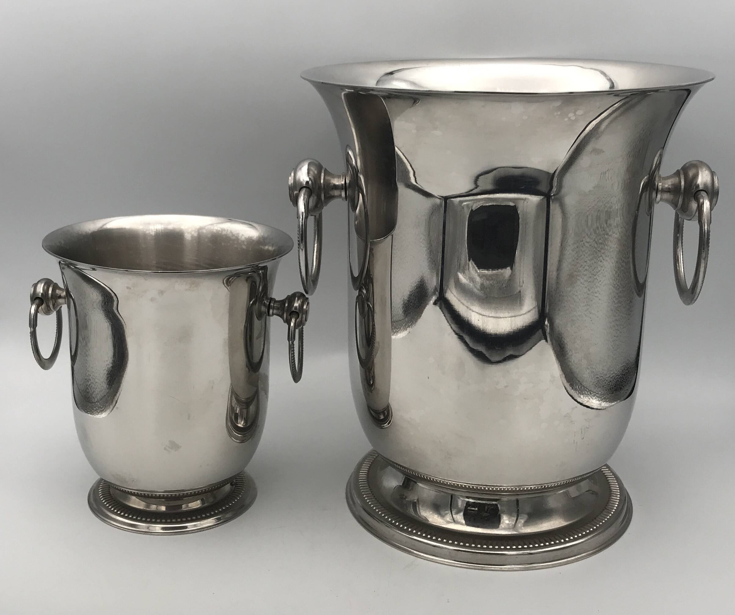 Jean COUZON champagne bucket and ice bucket set on pedestal