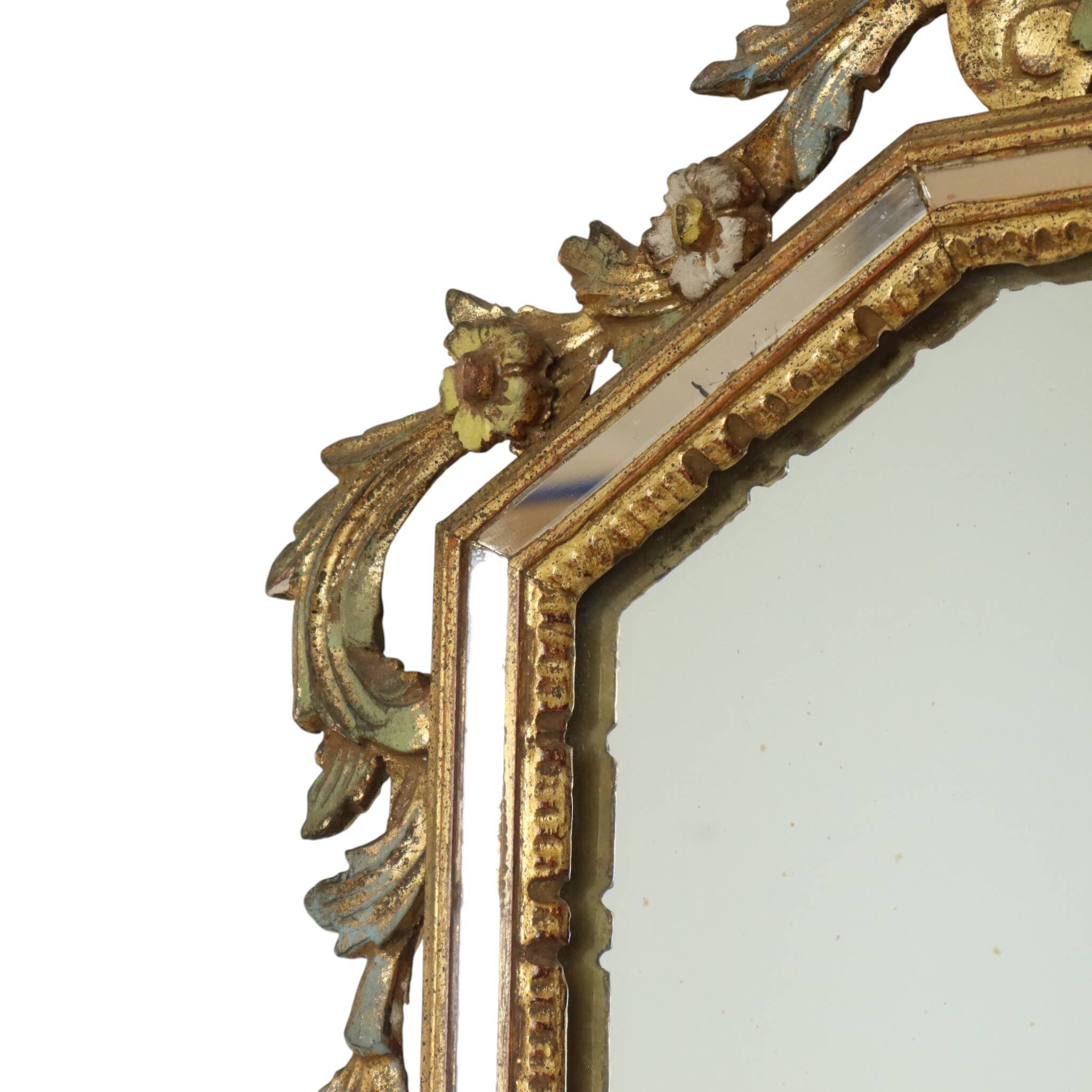Classic Italian Gilt Crested Mirror by La Barge, 100 cm