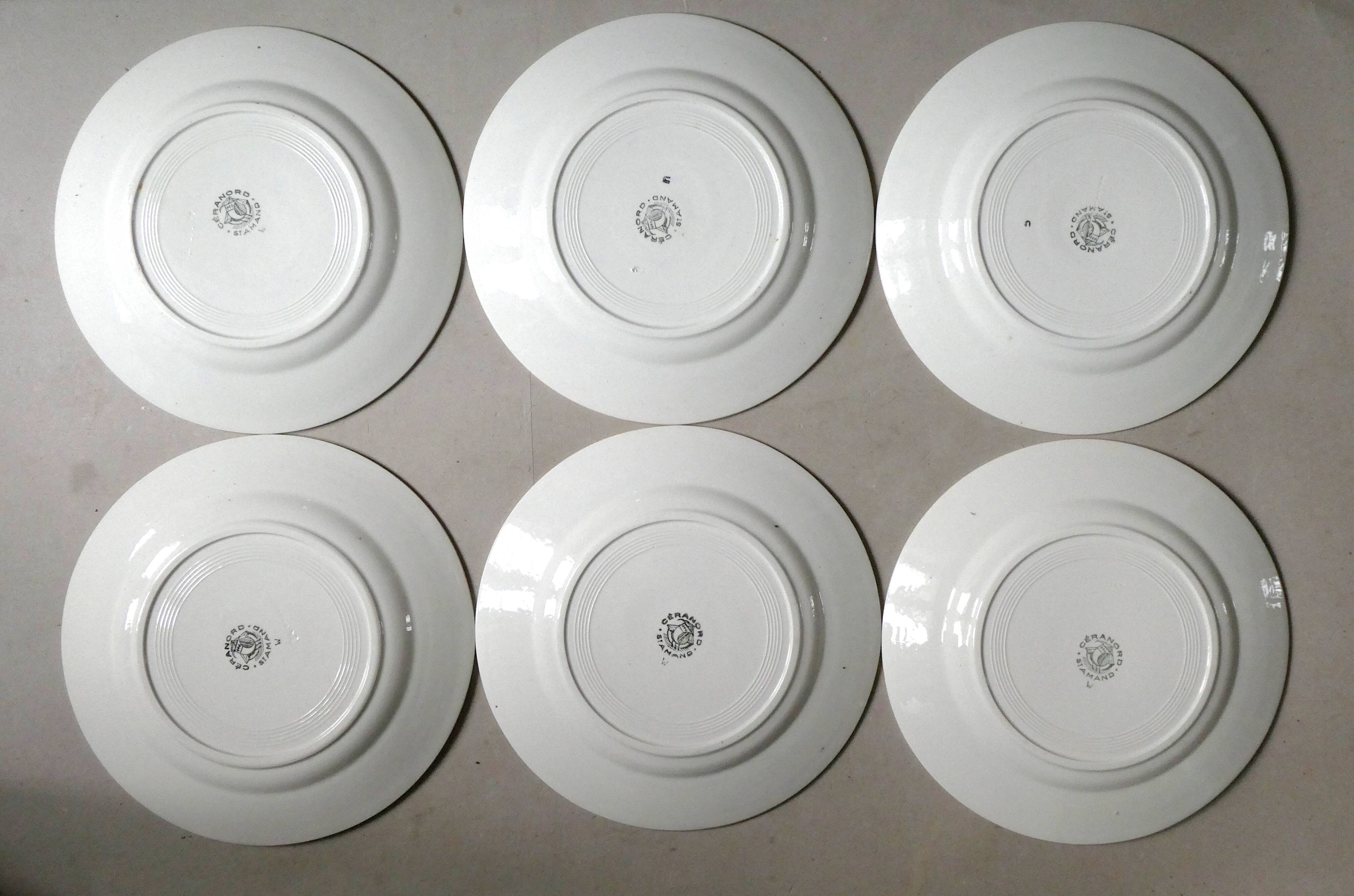 Set of 6 dinner plates ceramic Saint Amand 50s