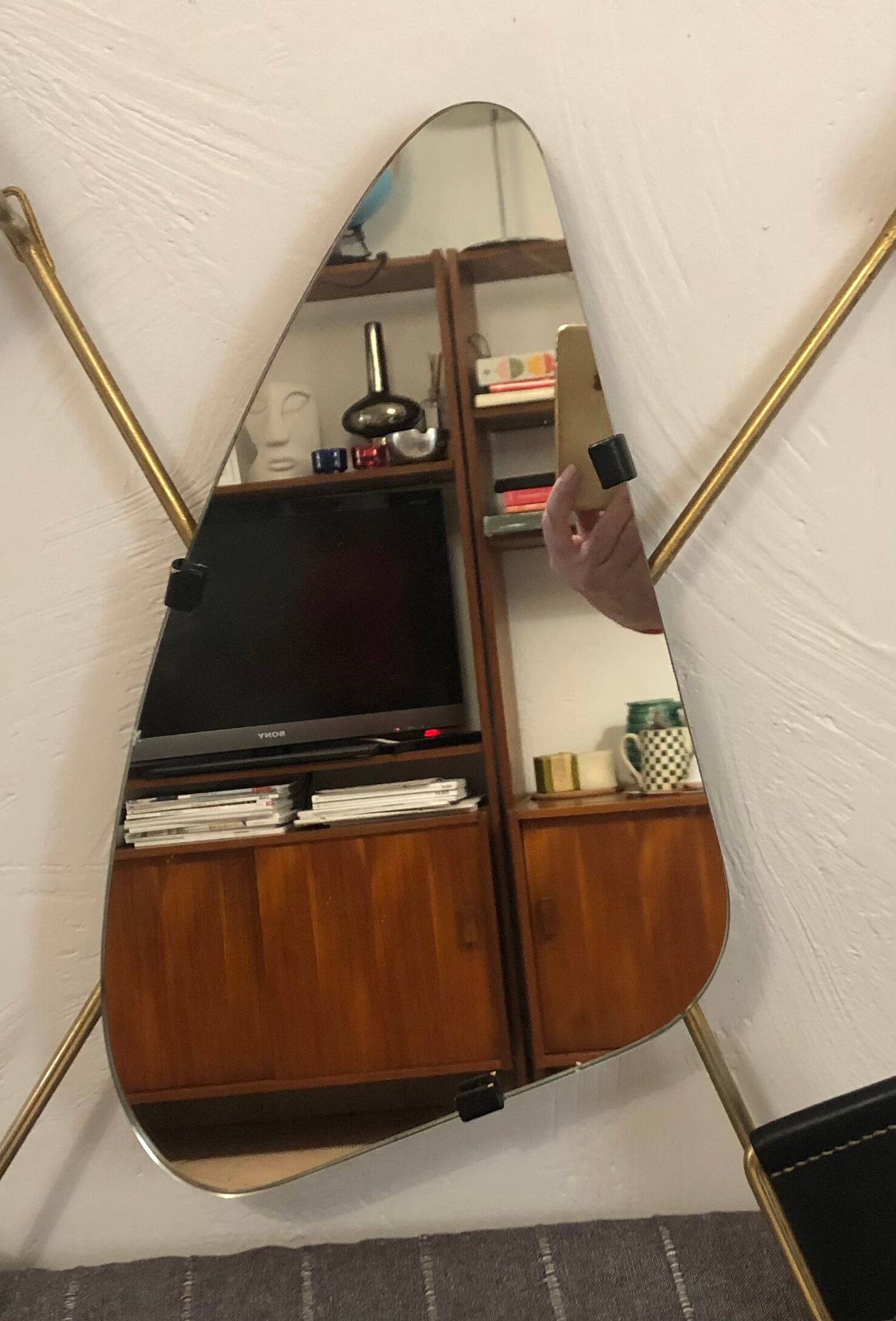 Miroir et portemanteau mural  vintage années 50