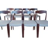 8 renovated vintage 1960s Scandinavian rosewood chairs
