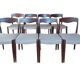 8 chaises scandinaves en palissandre vintage 1960 rénovées