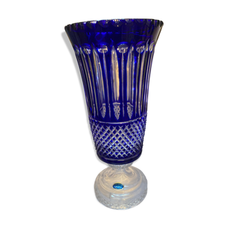 Vase cristal 24% Pbo bleu