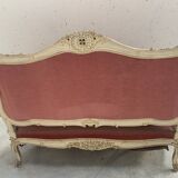 Louis XV style bench in lacquered and gilded beech, 20th century
