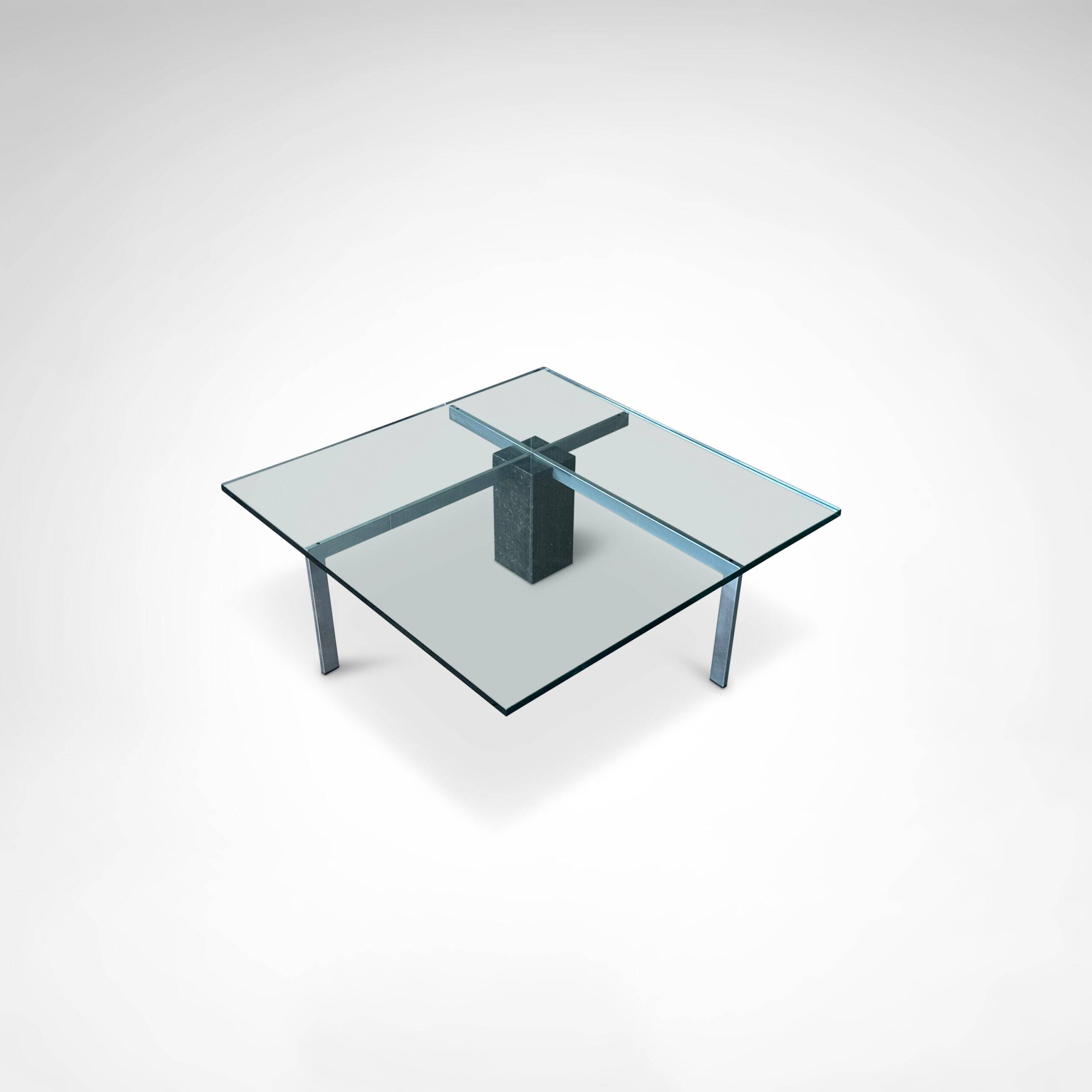 KW1 glass, metal and granite coffee table by Hank Kwint for Metaform 1980s