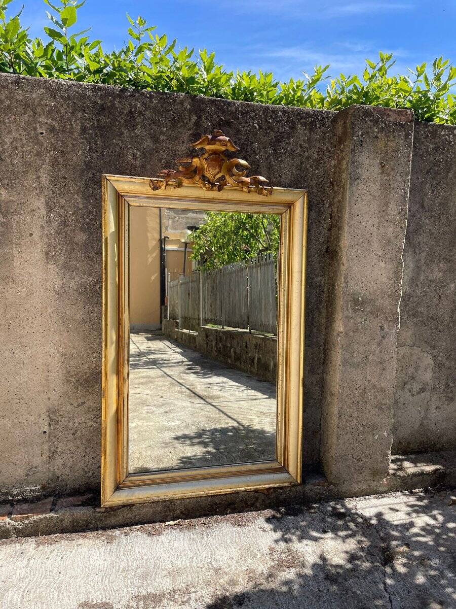 Large mirror/19th-century wooden frames, gilded.