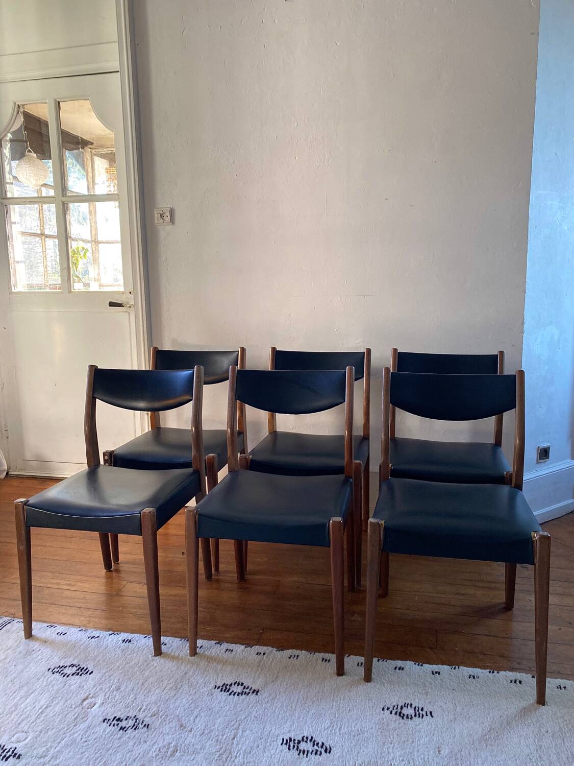 Set of six Scandinavian chairs in vintage teak 1960
