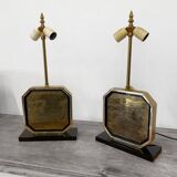 Pair of brass and gold-plated lamps by George Mathias, 1970
