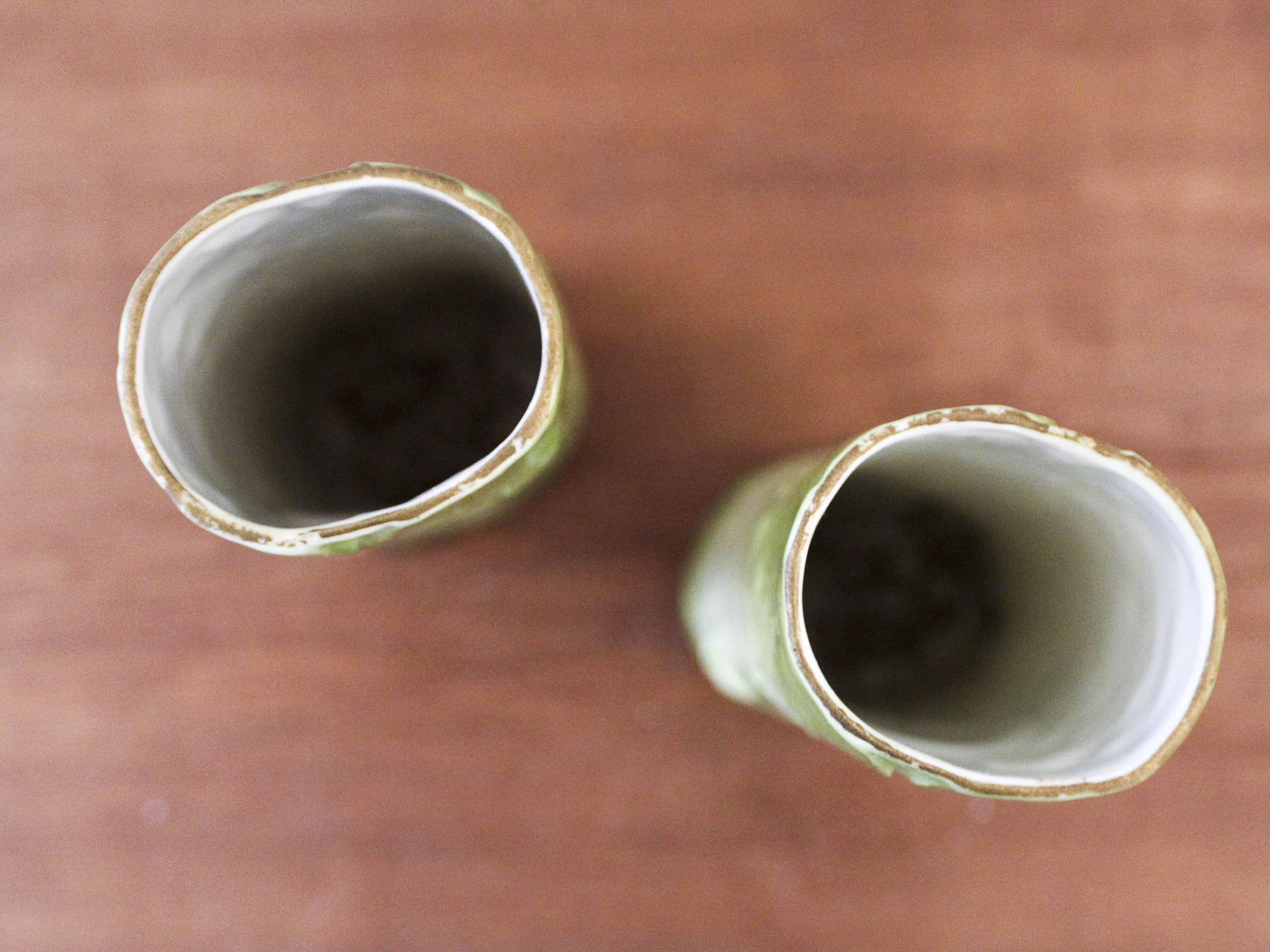 Pair of porcelain vases with portrait decoration of a woman