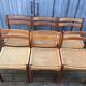 Suite de 6 chaises scandinaves en teck et corde