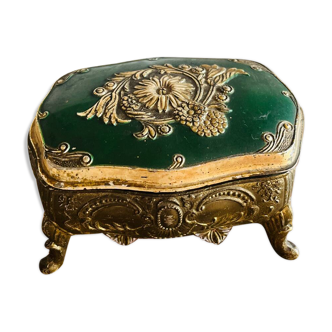 Old green and gold jewelry box