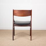 4 chaises danoises en palissandre et skaï noir par Vestervig Eriksen, 1960