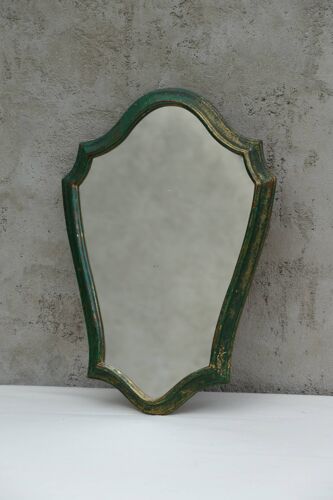 Miroir rocaille vert 29x42cm