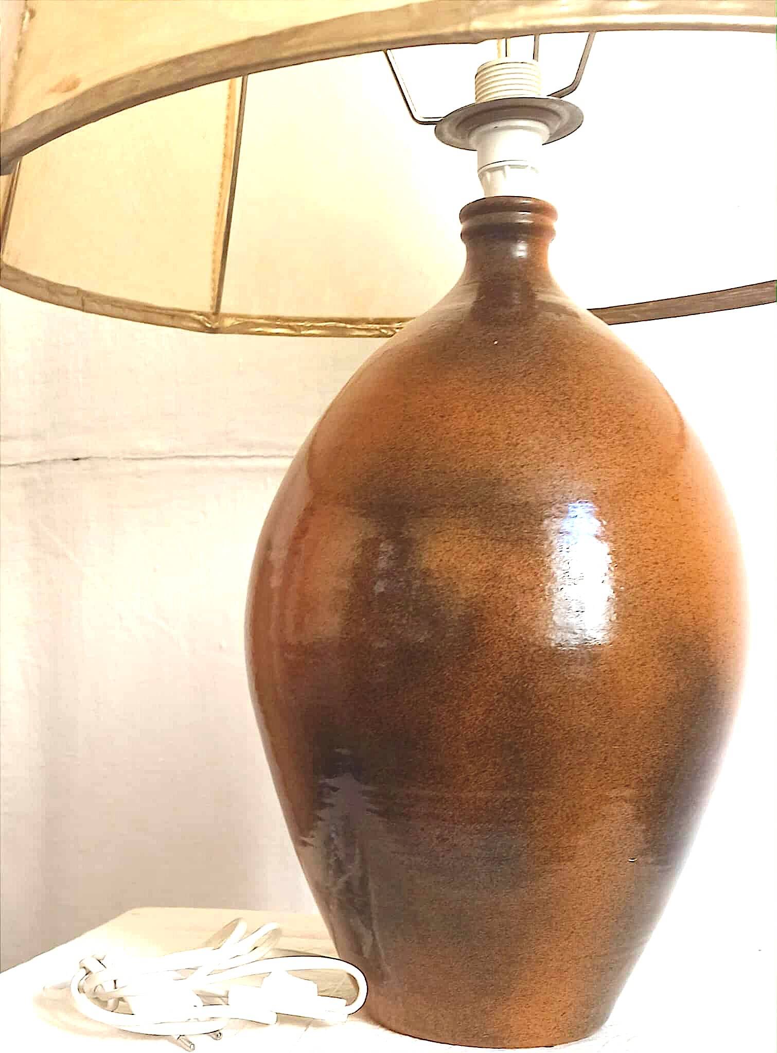 1970s Terracotta Ceramic Lamp, Height 69 cm