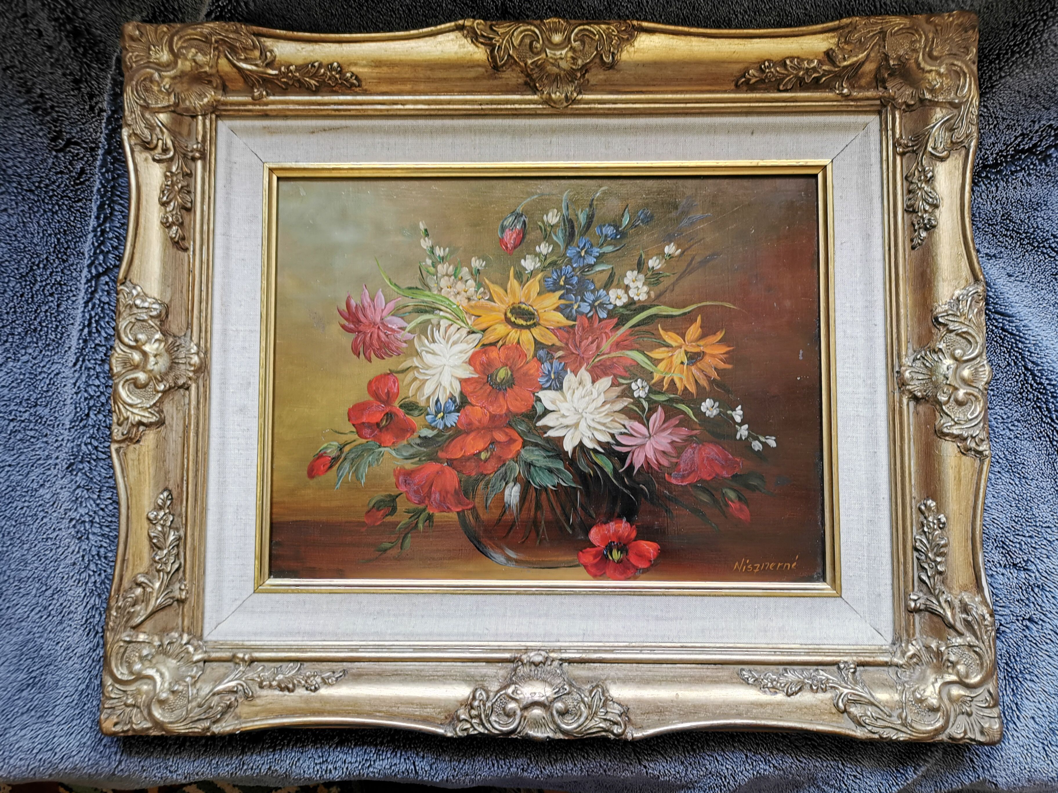 Painting bouquet of flowers in a vase