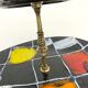 Vintage ceramic and brass cake display 1950s