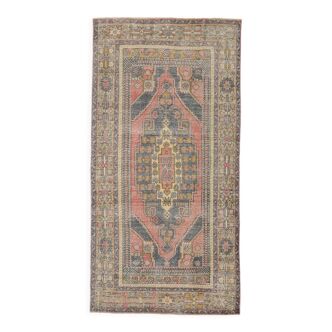 Tapis vintage rouge pâle oriental 132x260cm