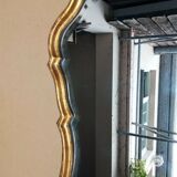 Golden wall mirror with gold leaf Deknudt - beveled ice - Louis XV style