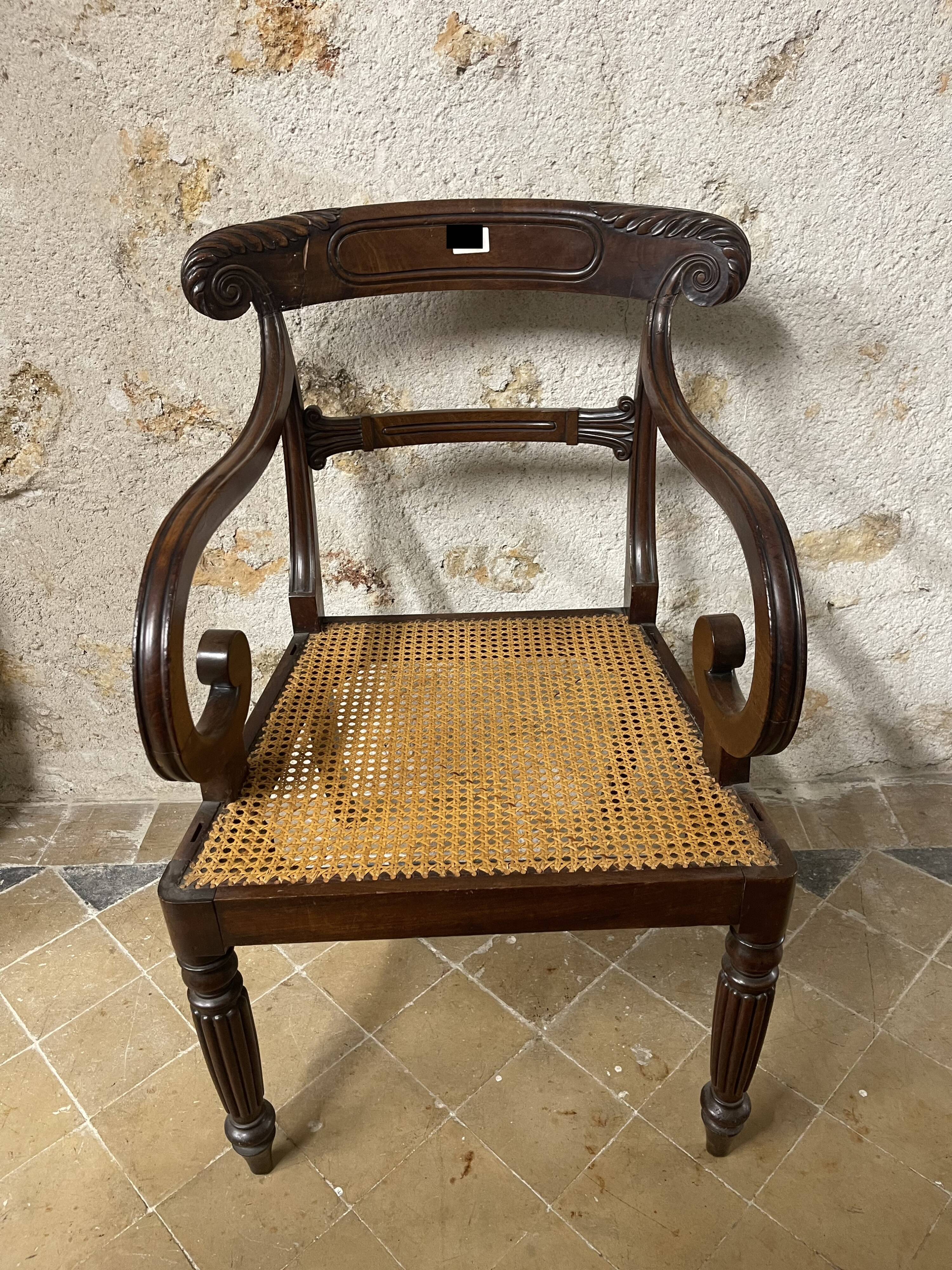 Pair of Anglo-Indian neo-classical armchairs