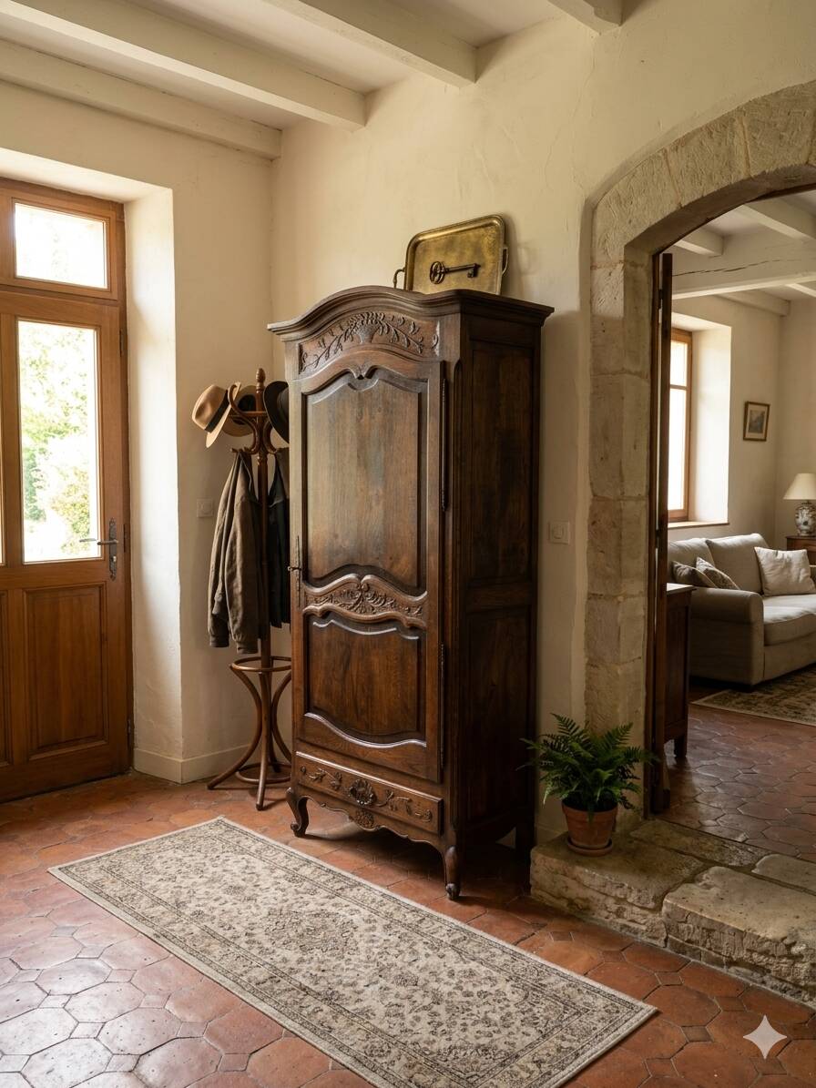 Louis XV style bonnetière in solid oak