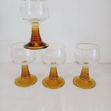 Set of 4 wine glasses, amber stem