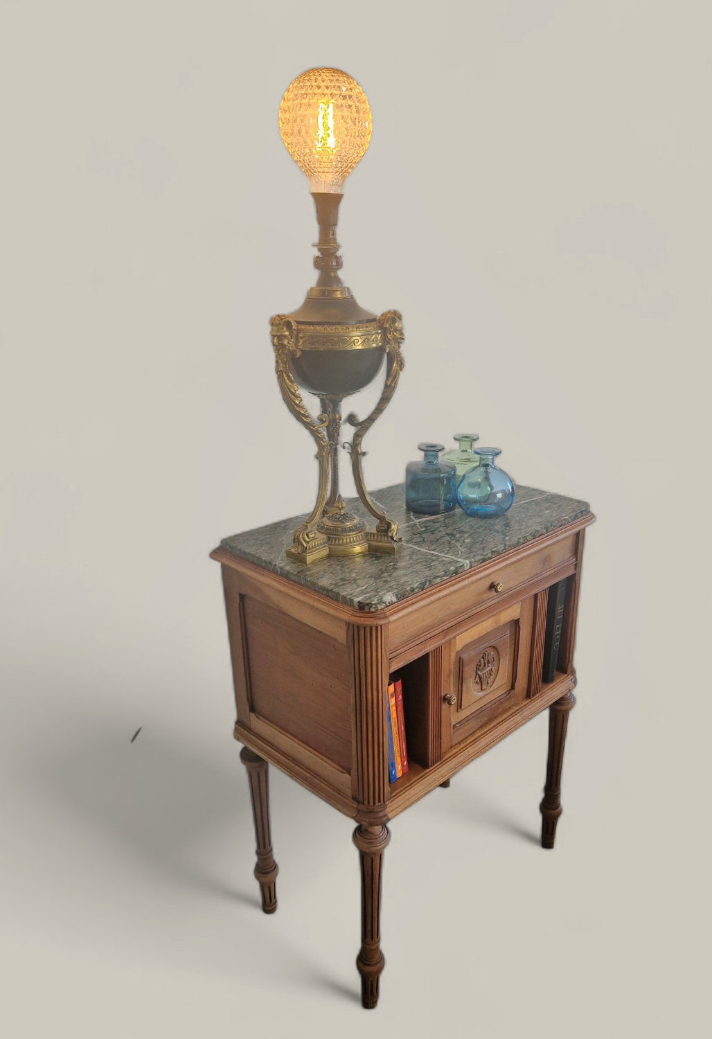 Walnut and green marble sideboard – Louis XVI style – Early 19th century