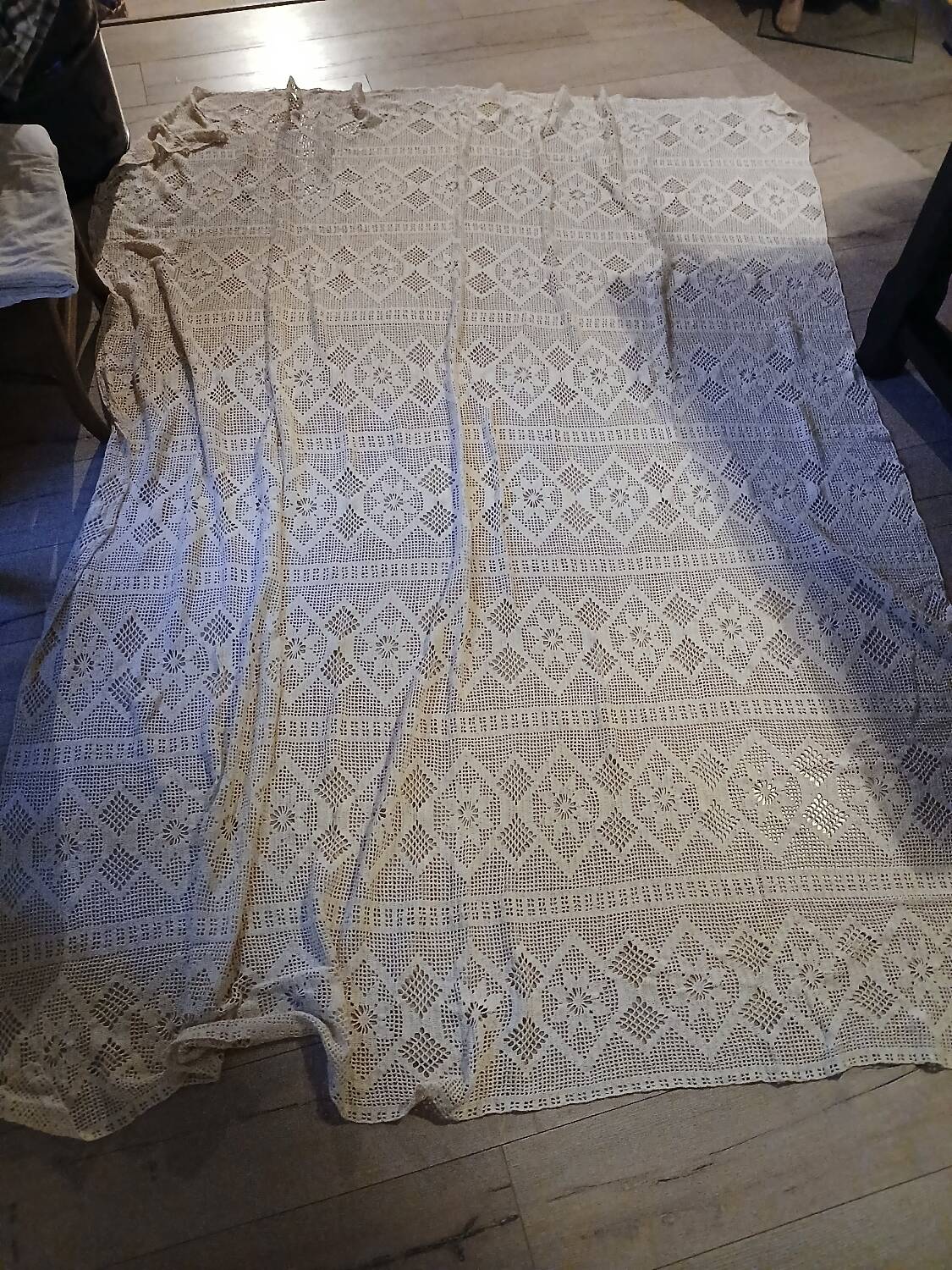 2 antique crocheted bedspreads
