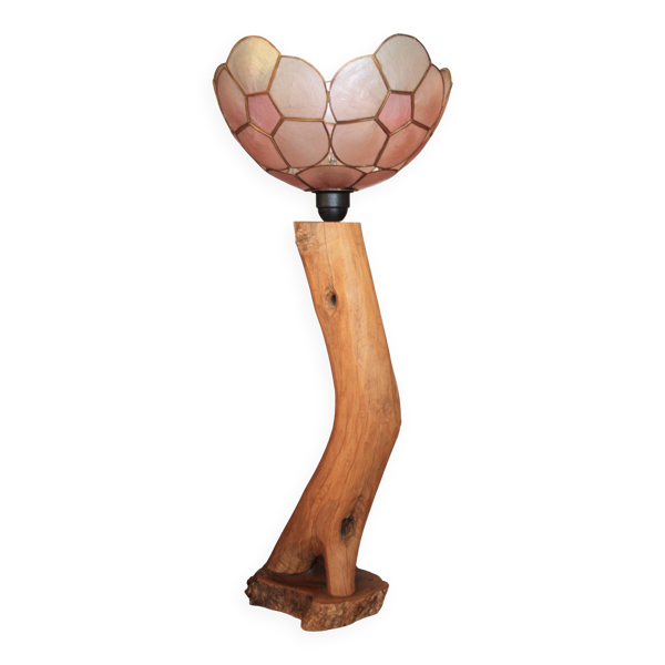 Lampe en bois et nacre