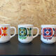 3 cups Mugs mobil 1972 designer Jean-Charles Meunier Arcopal editor