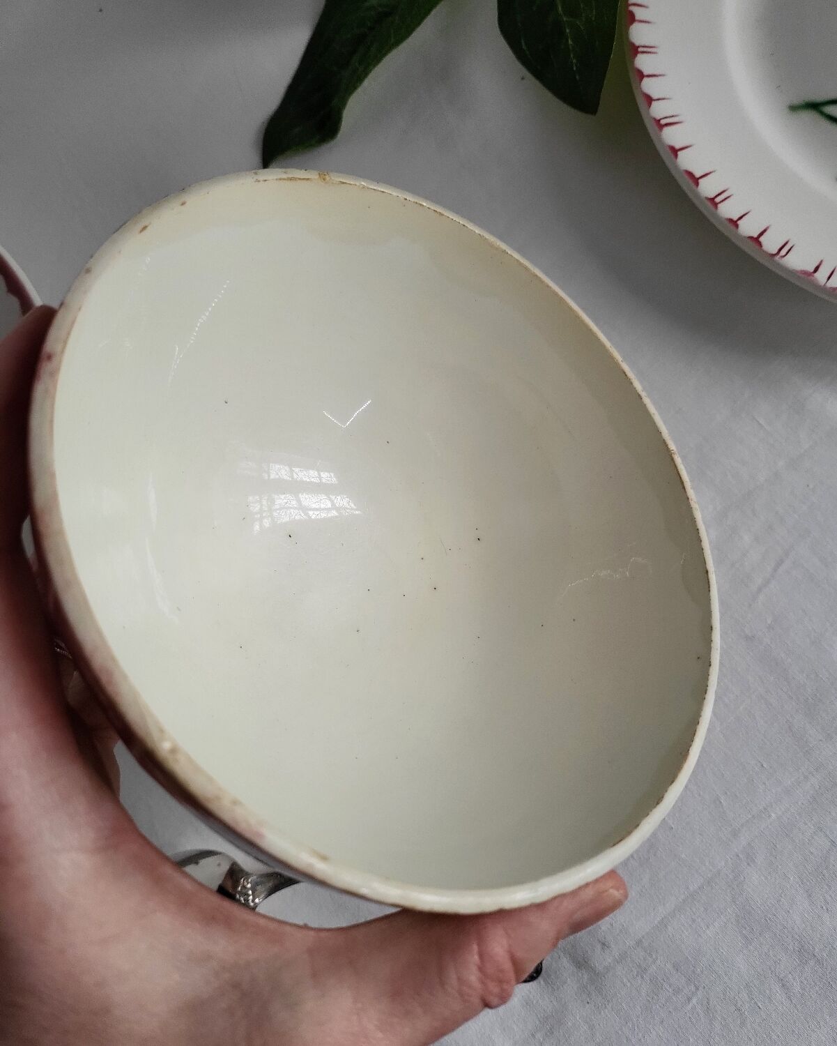 Antique faceted earthenware bowl, Digoin Badonviller