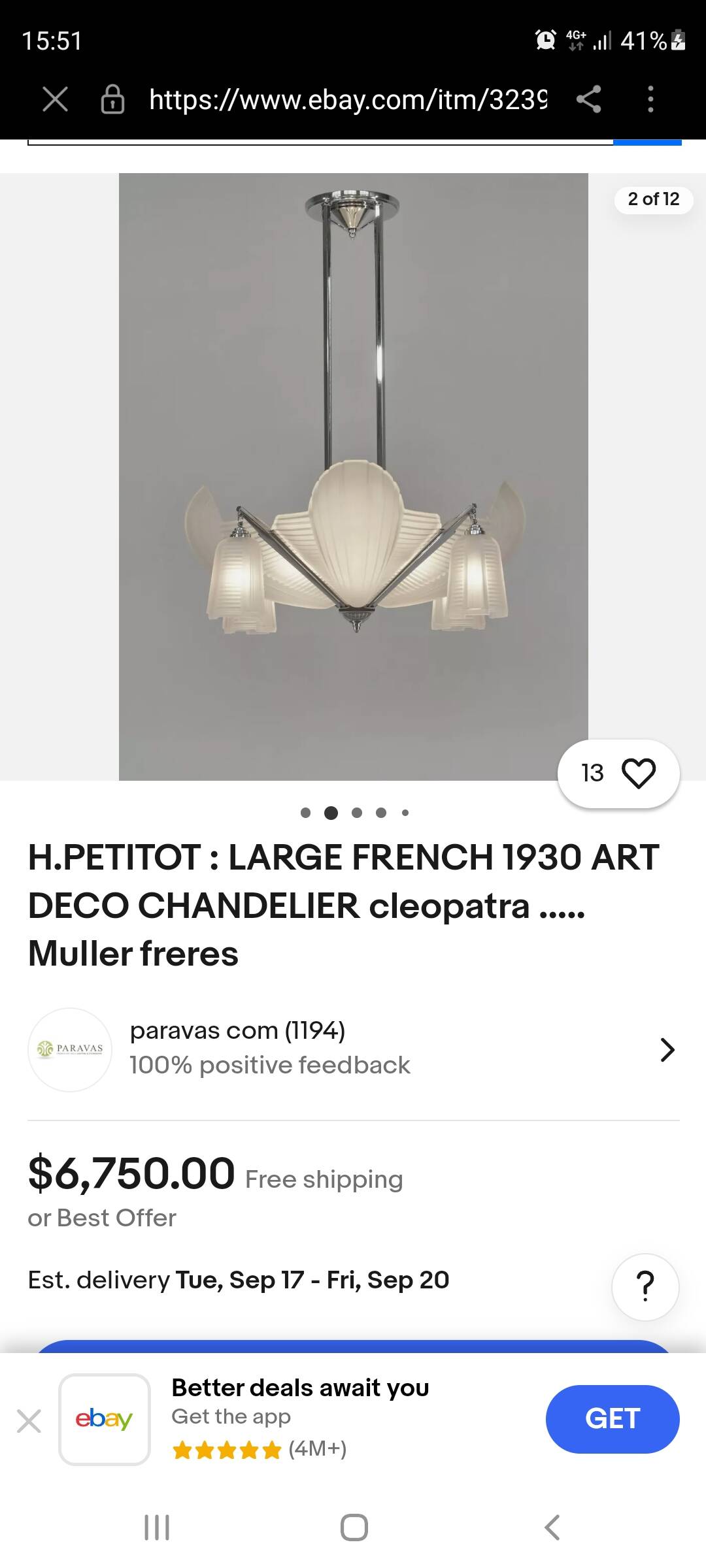 Art-Deco chandelier by Atelier Petitot