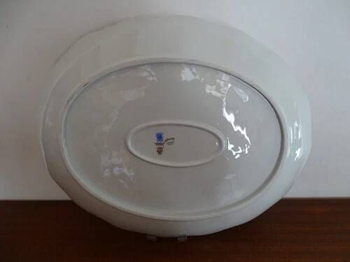 Fish plate limoges "corail la mer" porcelain a. giraud & cie sauviat
