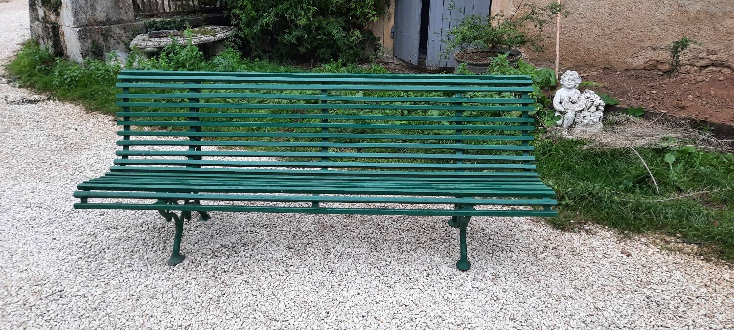 Garden bench with cast iron base