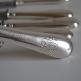 12 antique metal silver monogram table knives