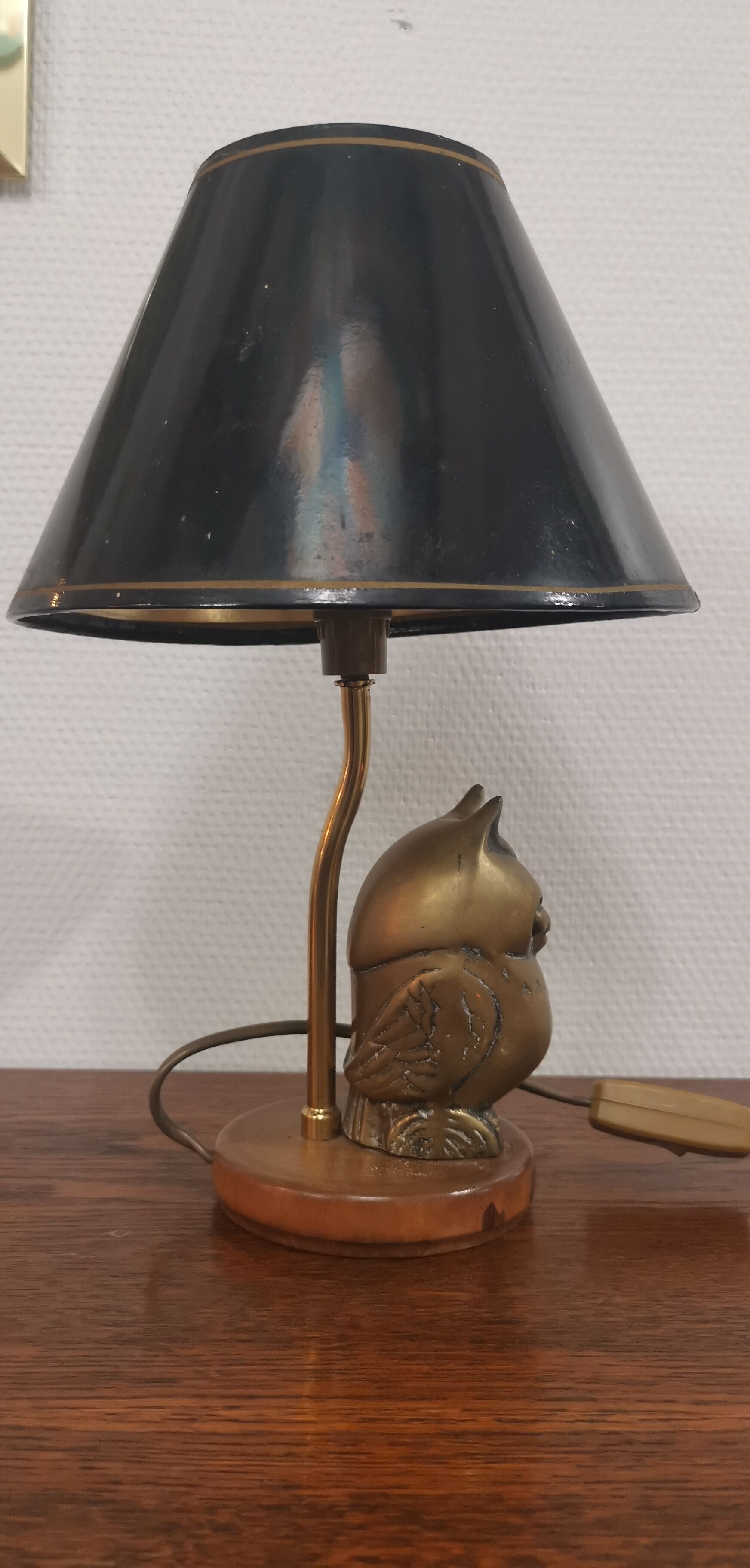 Owl lamp in brass of the 70s