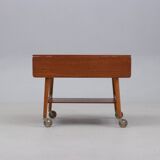 Hans Wegner Side Table / Desk with Wheels for Andreas Tuck – Oak and Teak, 1950s Danish Design