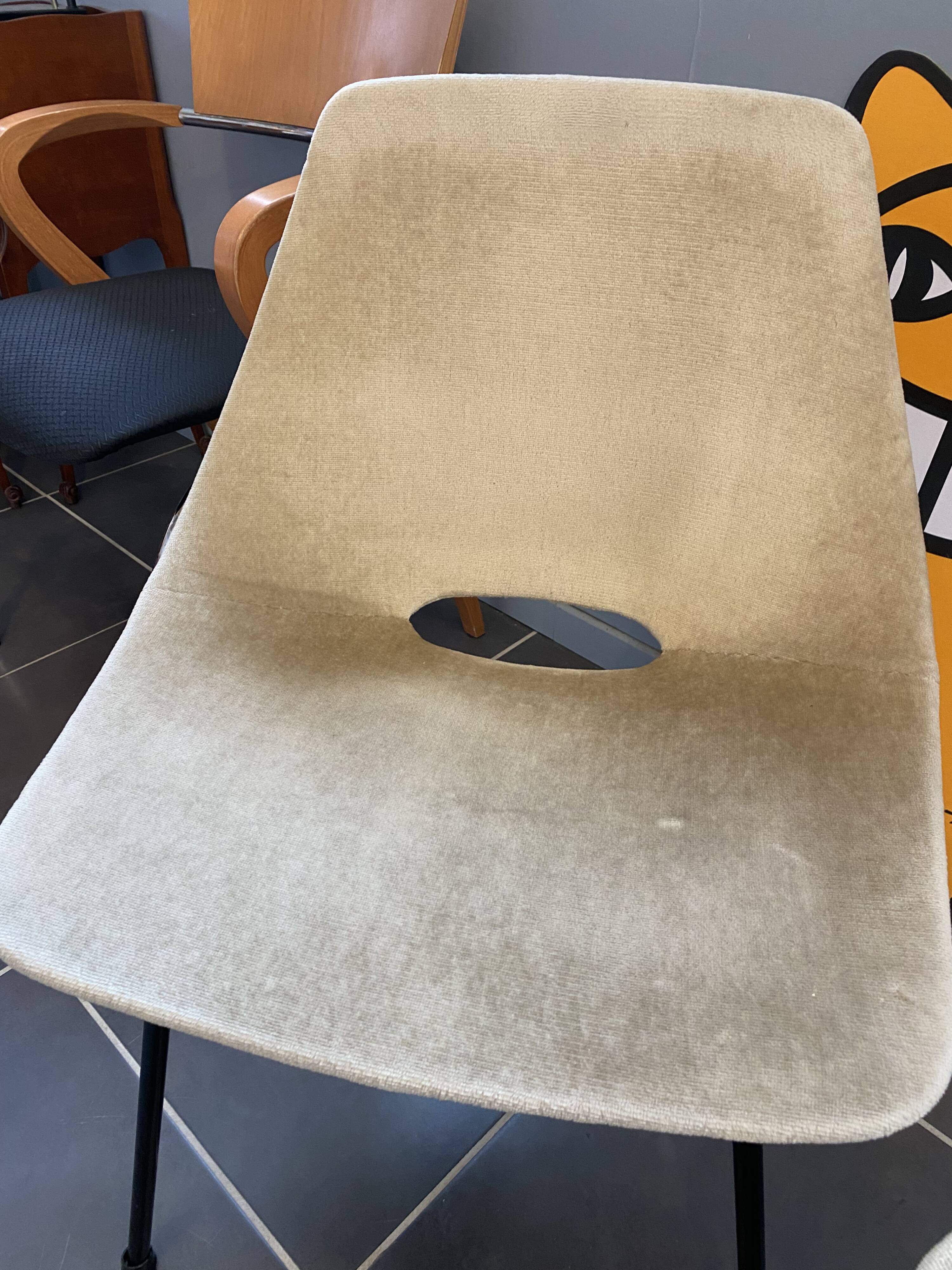 A barrel chair by Pierre Guariche, Steiner, vintage beige fabric from the 1950s.